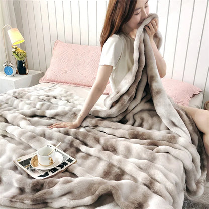 Gradient Bubble Fleece Throw Blanket Cozy Soft Plush Multipurpose Nap Blanket for Bedroom Sofa Faux Rabbit Fur Travel Blankets