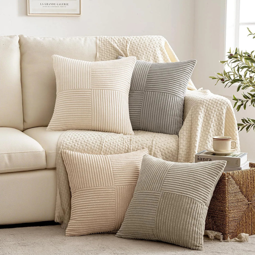 Neutral Corduroy Decorative Cushion Cover