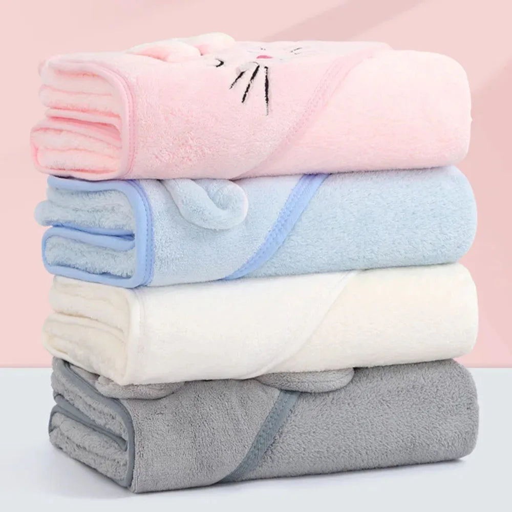 Hooded Coral Fleece Toddler Bathrobe & Towel