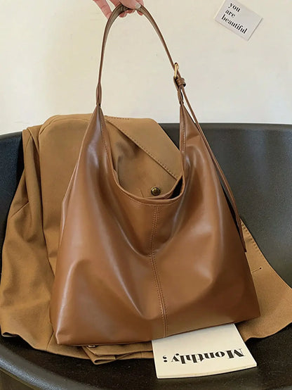 Large Capacity Solid Color Shoulder & Tote Bag