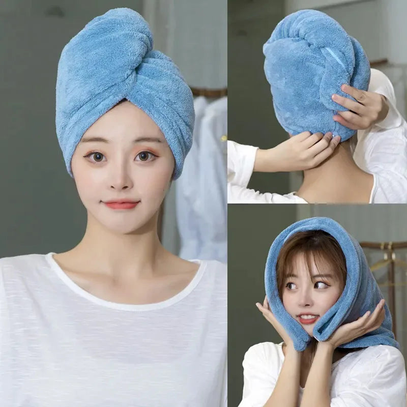 Women’s Quick-Dry Microfiber Hair Towel Turban — Shower Cap & Bath Hat
