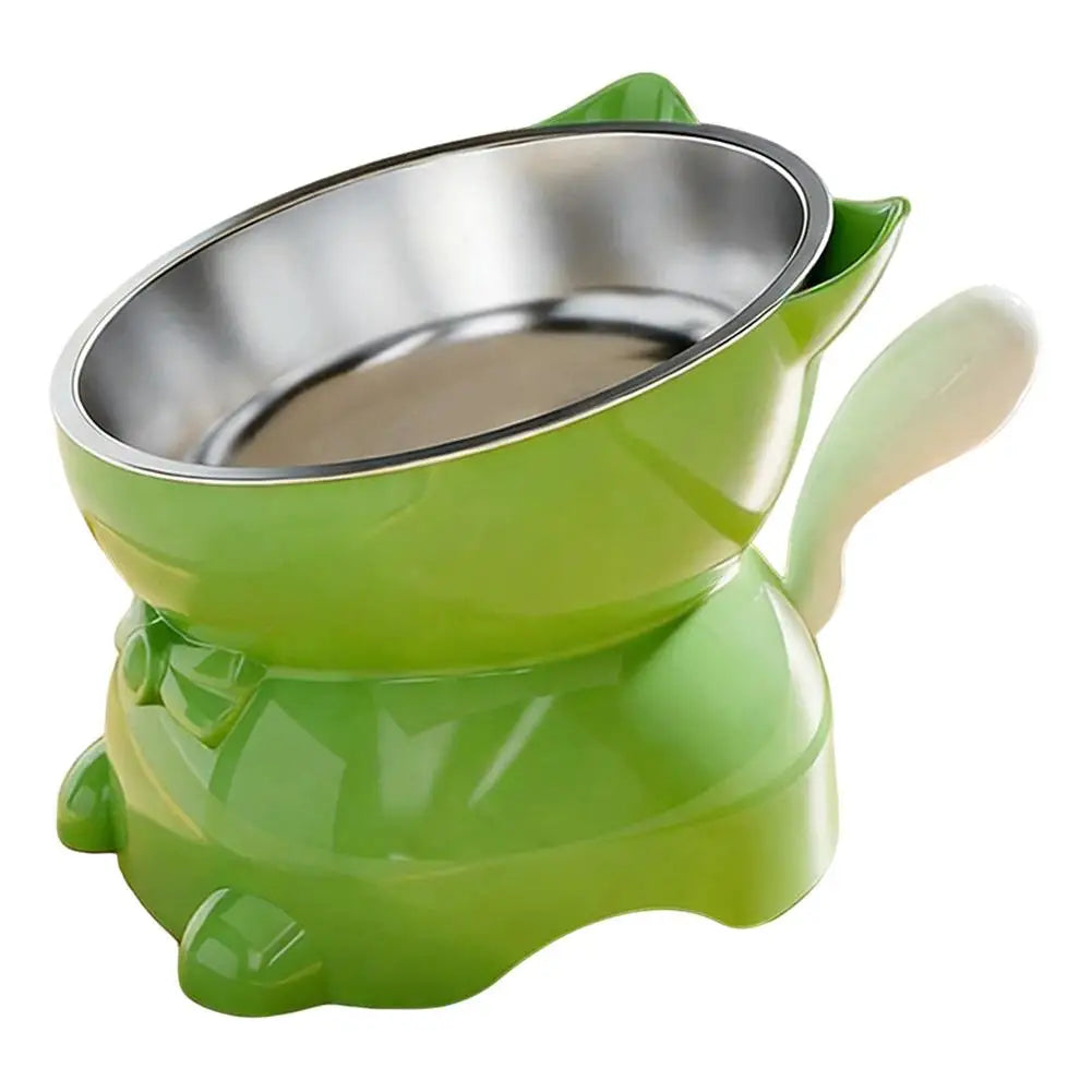 Elevated Stainless Steel Cat Bowl with Ear-Shaped Stand