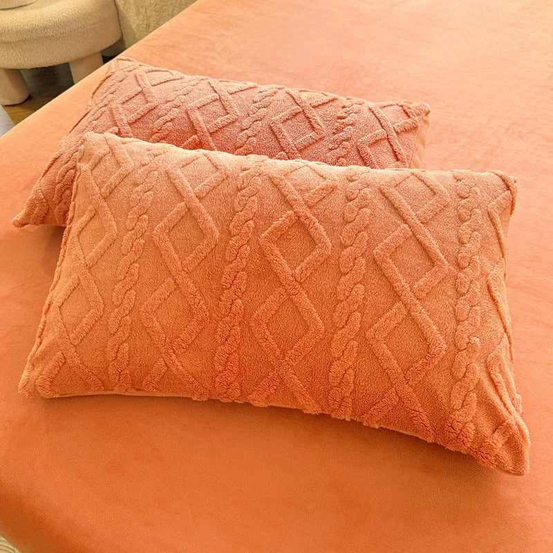 Velvet Rectangle Pillowcase, Beige, Warm Bedding
