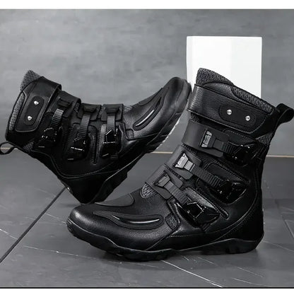New Waterproof Men's Dirt Bike Shoes Men's Motorcycle Boots New Comfortable Leather Protective Boots Anti-slip Wear-resistant