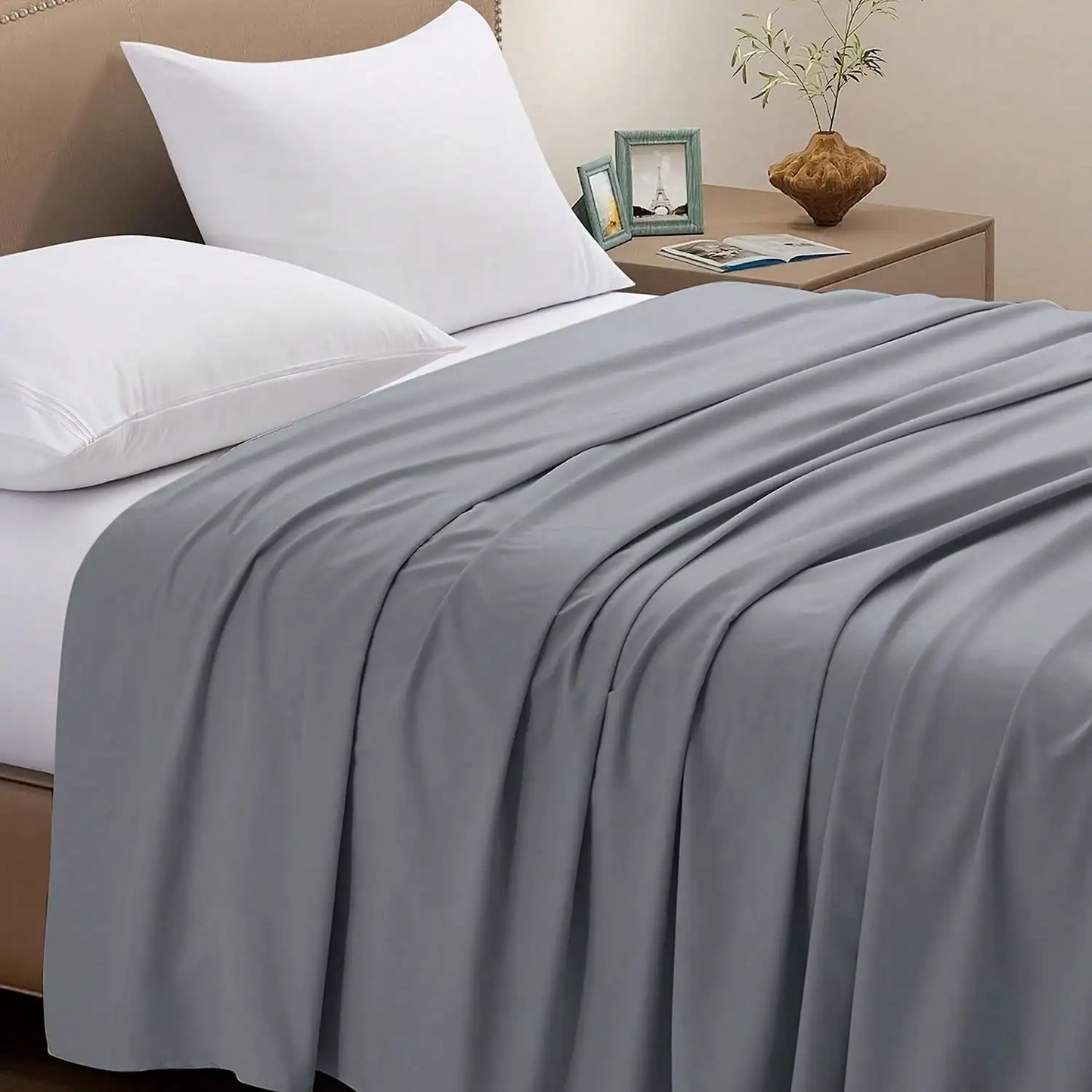 1PC Luxury Flat Sheet: Soft, Wrinkle-Free, Stain-Resistant, And Machine Washable Bedsheet For Effortless Care