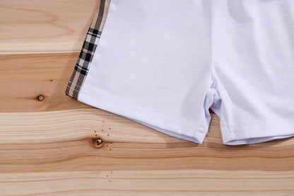 Checked Bear Print Tee & Shorts 2-Piece Set