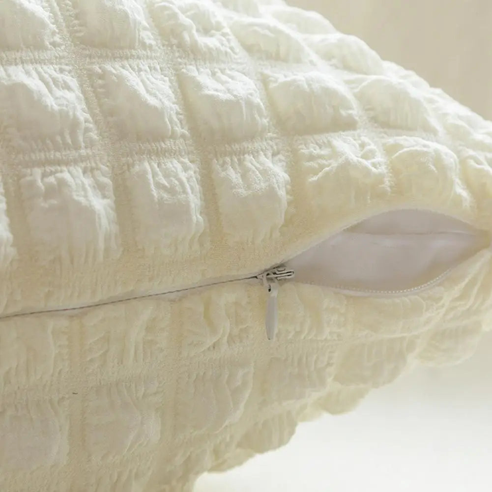 45x45CM Square Pillow Case Puff Lattice Zipper Polyester Sofa Bedroom Cream Velvet Boho Home Decoration Pillow Cushion Cover