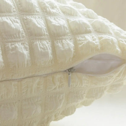 45x45CM Square Pillow Case Puff Lattice Zipper Polyester Sofa Bedroom Cream Velvet Boho Home Decoration Pillow Cushion Cover