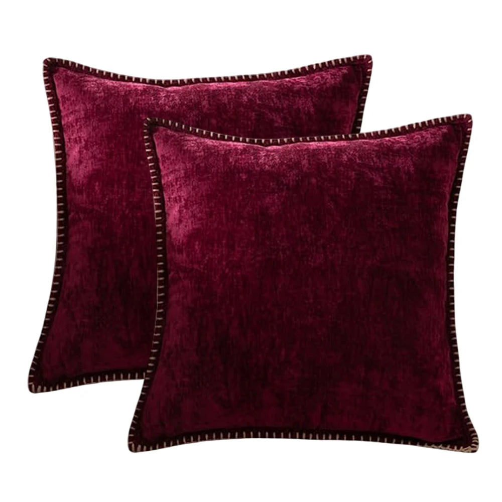 Black Chenille Cushion Cover with Stitched Edge