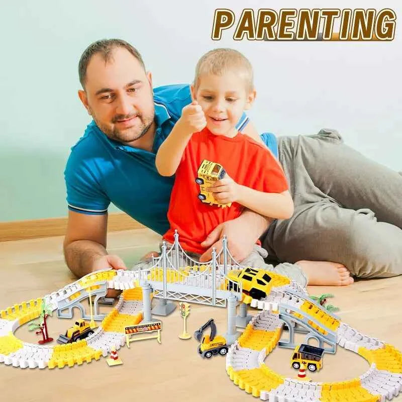 Kids Electric Track Toy Engineering Minin Car Set Puzzle Boy Toys Track Car Train Toys For Children Birthday Christmas Gifts