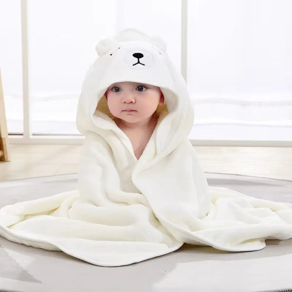 Hooded Coral Fleece Toddler Bathrobe & Towel