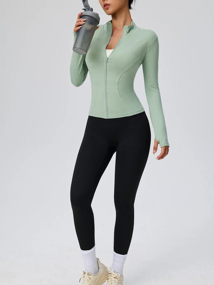 Professional elastic quick-drying sports jacket women's spring and summer yoga top tight slimming running cycling and fitnes
