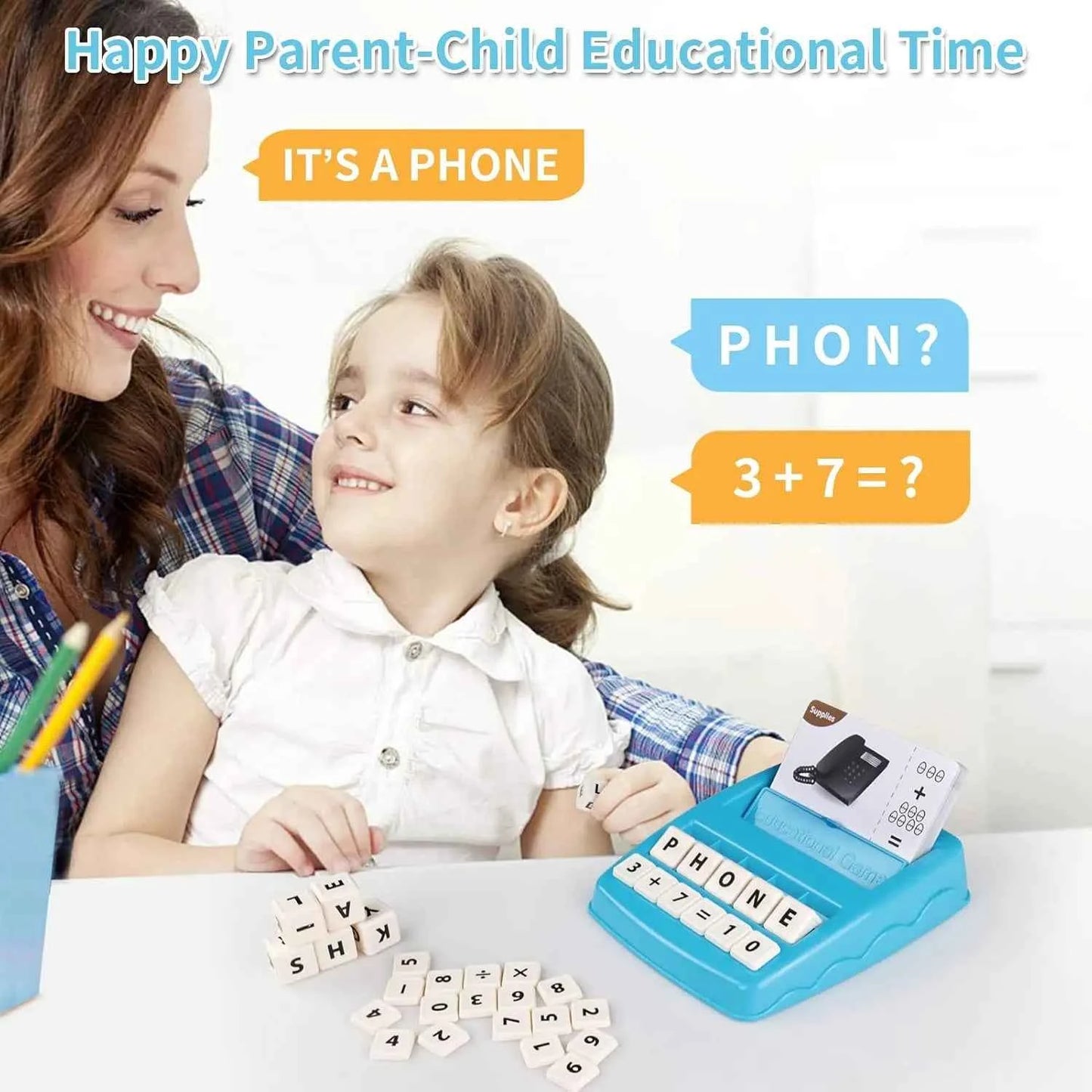 Educational Toys Learning Games for Kids 2 in 1 Matching Letter Spelling Number Cognition Early Math Game for Boys Girls Gifts