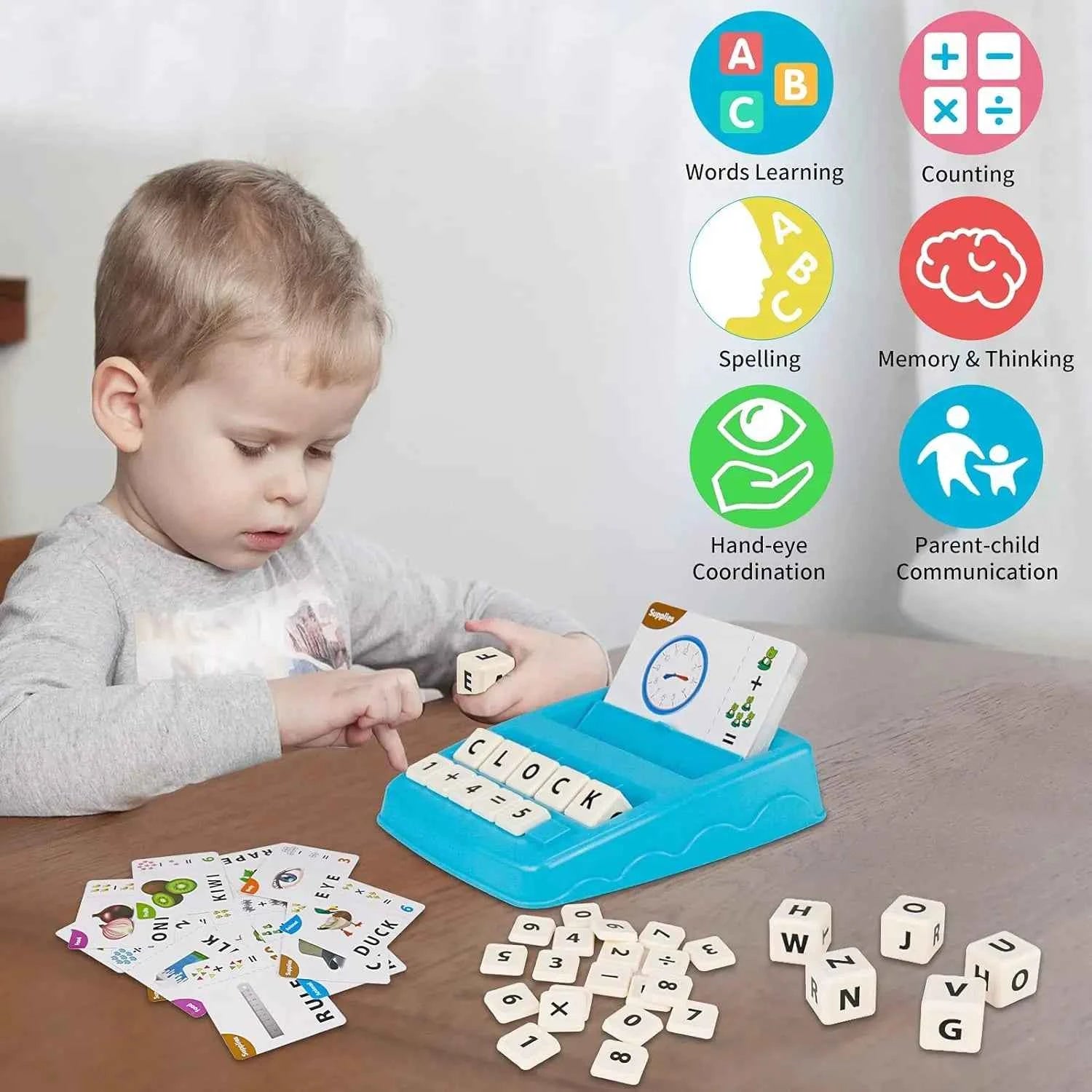 Educational Toys Learning Games for Kids 2 in 1 Matching Letter Spelling Number Cognition Early Math Game for Boys Girls Gifts