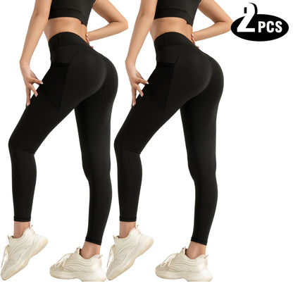 2-Pack Women’s High Waist Butt Lifting Seamless Yoga Leggings