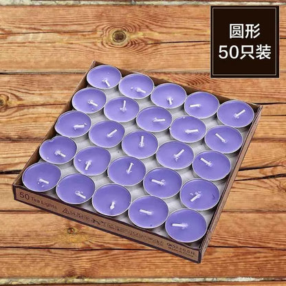 50 pieces of Round paraffin wax candle romantic layout smokeless wedding lover proposal confession smokeless tea wax