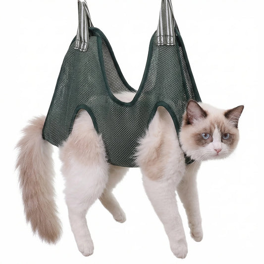 Adjustable Cat Grooming Hammock & Restraint Bag