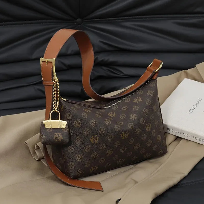 Beige Printed Commuter Tote, Large Capacity