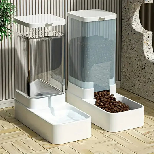 Distributeur automatique de croquettes et d'eau par gravité pour chiens — Ensemble plastique pour aliments et eau pour animaux de compagnie