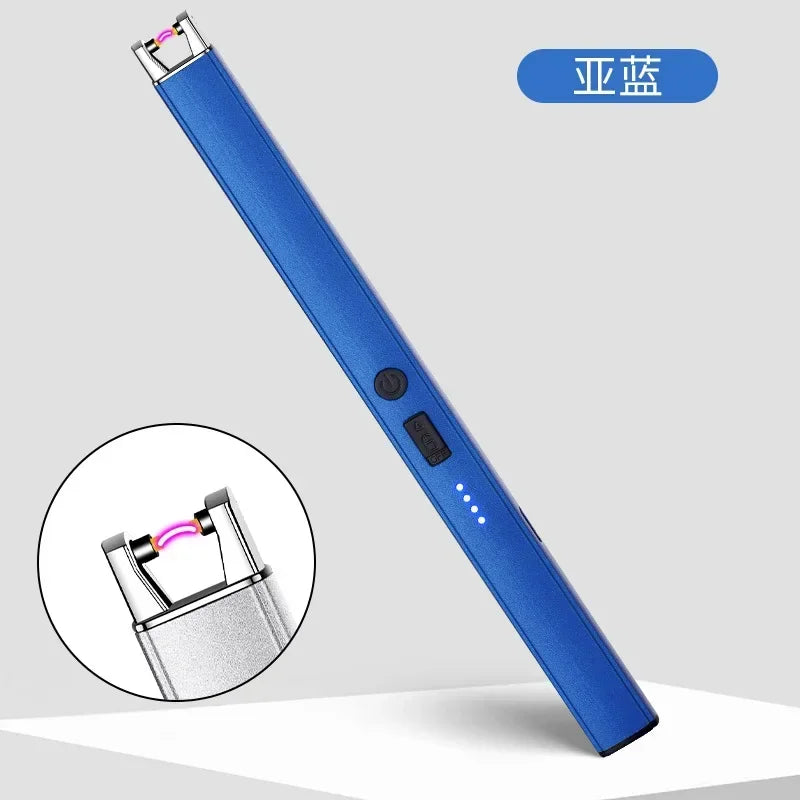 Windproof USB Electric Lighter with Safety Lock & LED Battery Display