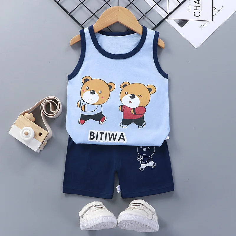 Cotton Tank Top & Shorts Vest Suit Set