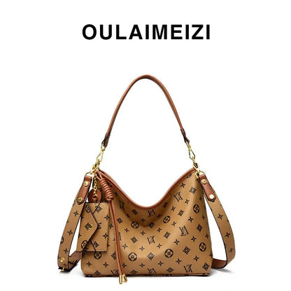 Vintage Canvas Hobo Tote with Mini Coin Bag Charm