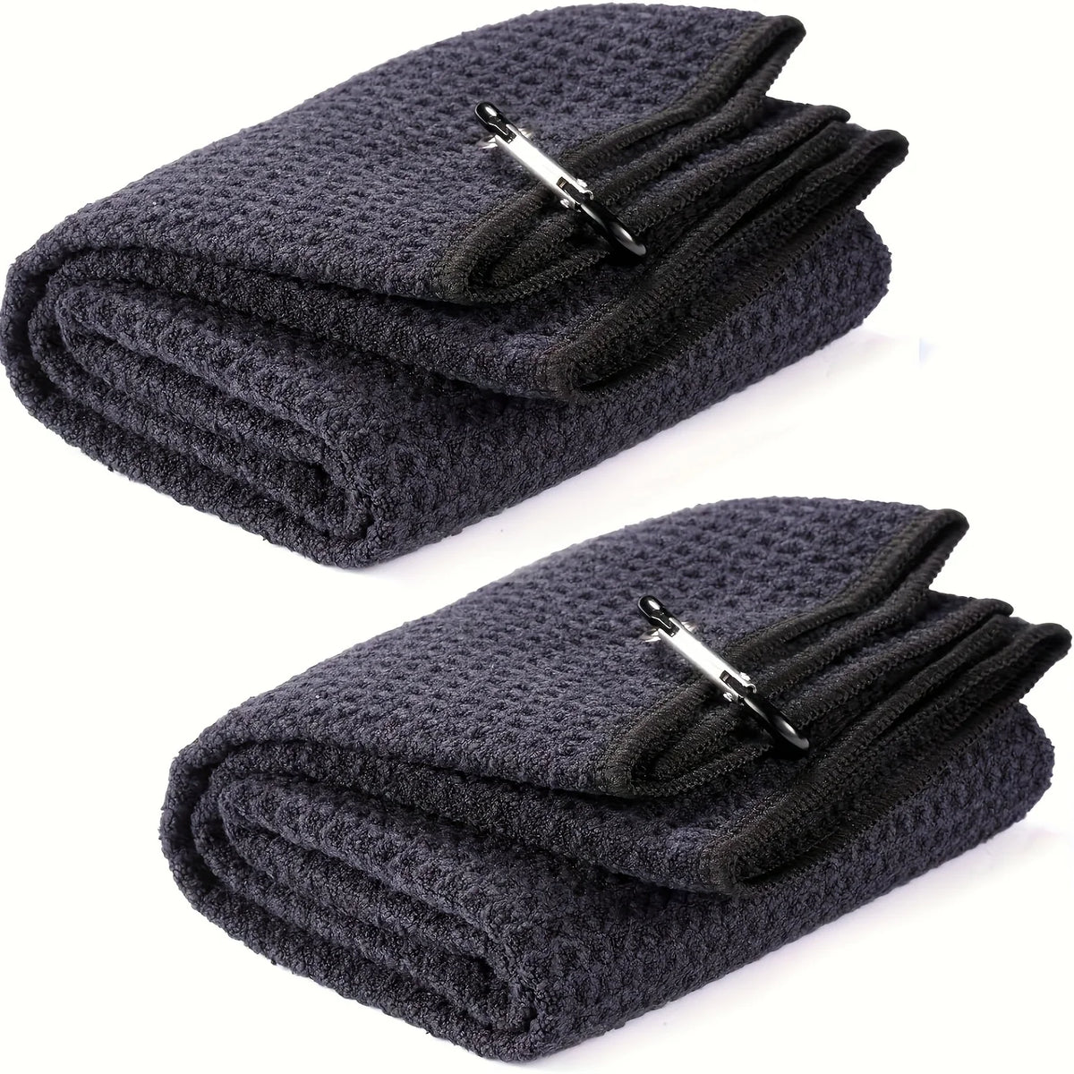 2pcs (30x50cm)2Pack Two-fold Golf Towels for Golf Bags- Waffle Patterned