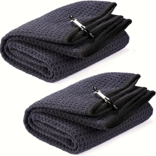 2pcs (30x50cm)2Pack Two-fold Golf Towels for Golf Bags- Waffle Patterned
