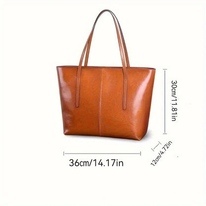 Red Cowhide Leather Tote Bag, Extra Large Capacity