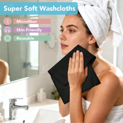 5-Pack Microfiber Face Towels & Washcloths — Bathroom, Hotel & Spa