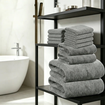 8-Piece Cotton Bath Towel Set — Soft, Quick-Dry, Lightweight