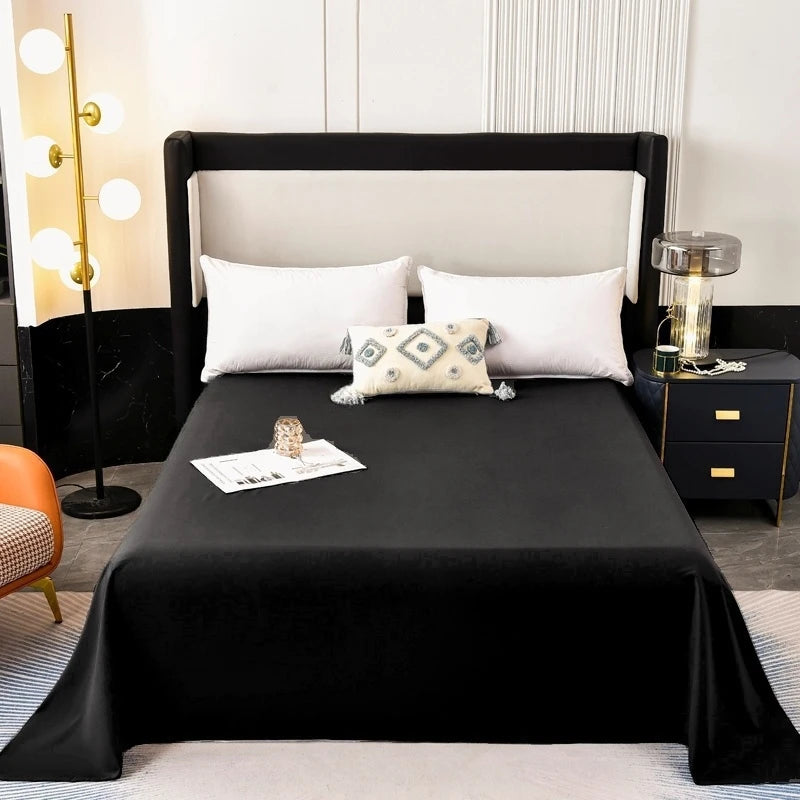 Queen Size Bed Flat Sheet - Soft Plain Solid Color Top Sheets Double Bed Linen without Pillowcase for Home Bedding Essentials