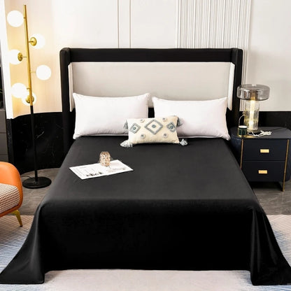 Queen Size Bed Flat Sheet - Soft Plain Solid Color Top Sheets Double Bed Linen without Pillowcase for Home Bedding Essentials
