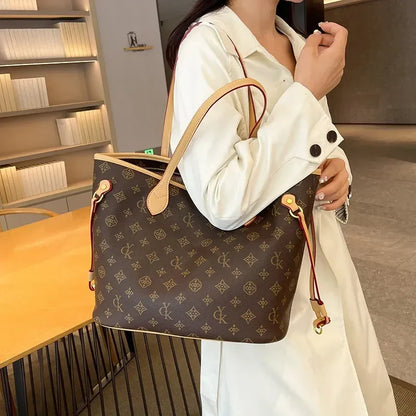 Brown Commuter Tote, Large Capacity Shoulder Bag