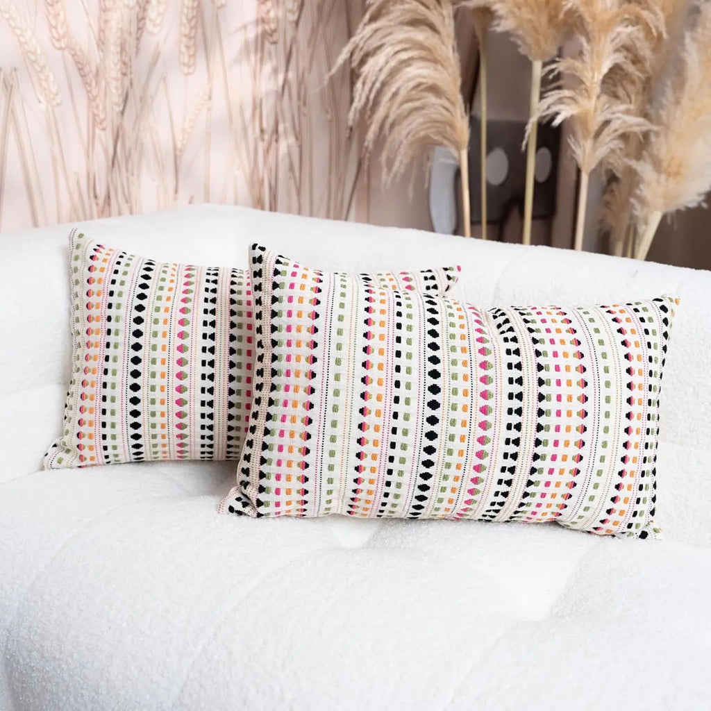 Colorful Chenille Cushion Cover with Linen Backing