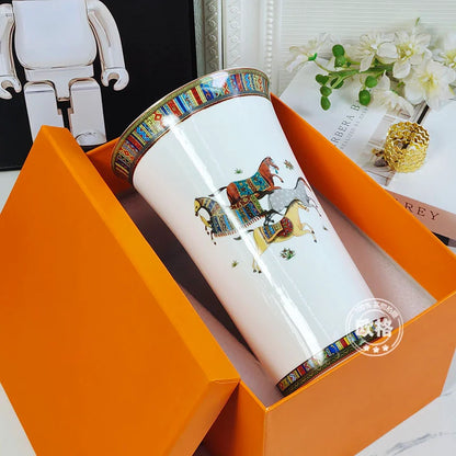 Nordic horn shaped ceramic vase, modern and simple bone china home decor, living room TV cabinet decoration, vase insertion