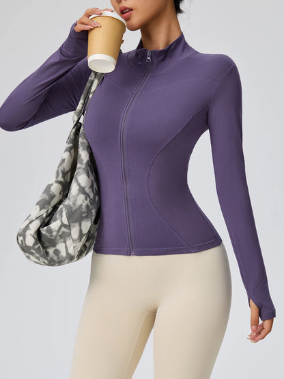 Professional elastic quick-drying sports jacket women's spring and summer yoga top tight slimming running cycling and fitnes