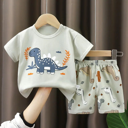 Zebra Print Tee & Striped Shorts 2-Piece Set