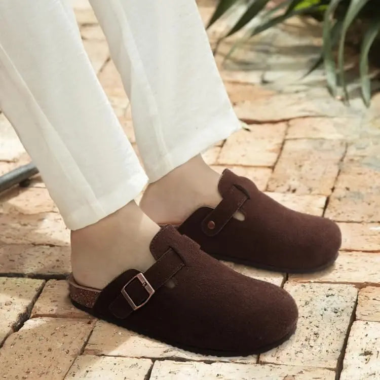 Men’s Suede Clogs — Soft Leather Cork Sandals with Arch Support