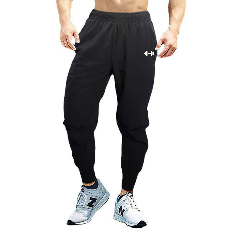 Gym Bodybuilding Fitness Sport Pants Men Casual Training Trousers Elastic Waist Ultra-thin Quick Dry High Waist Loose Long Pants