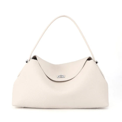 Retro Cowhide Leather Tote, Large Capacity Shopping Bag