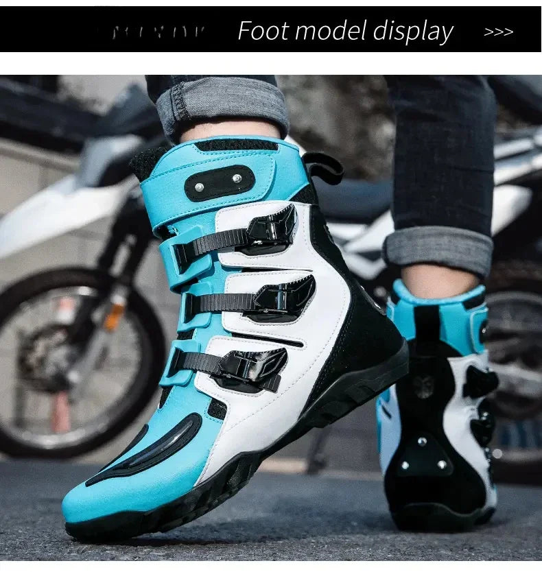 New Waterproof Men's Dirt Bike Shoes Men's Motorcycle Boots New Comfortable Leather Protective Boots Anti-slip Wear-resistant