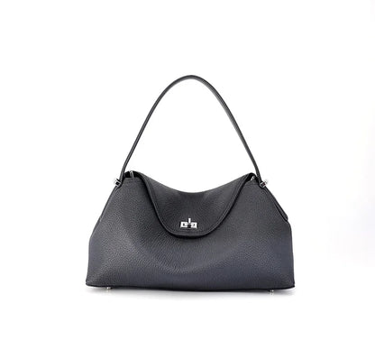 Retro Cowhide Leather Tote, Large Capacity Shopping Bag