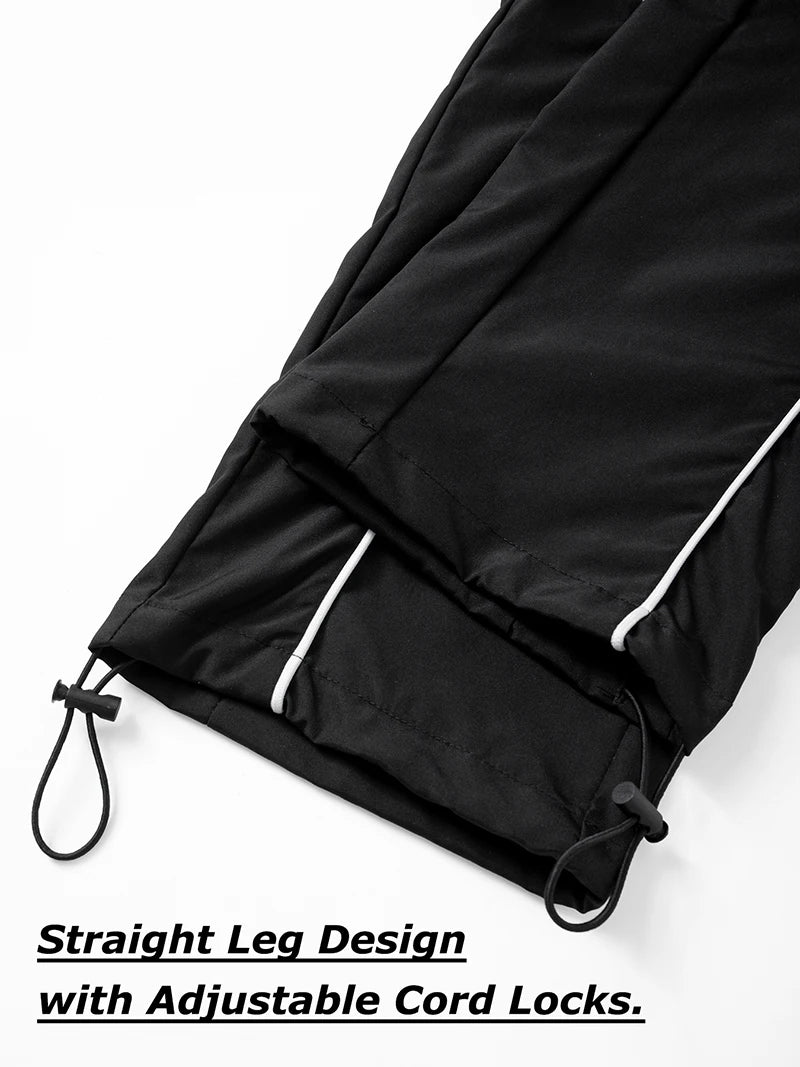 Men's Trendy Sporty Pants with Lines Gym Workout Running Trousers with Side Pockets Athletic Quick-Dry Breathable Sweatpants