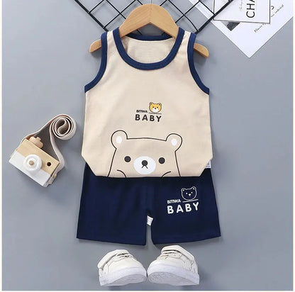 Cotton Tank Top & Shorts Vest Suit Set