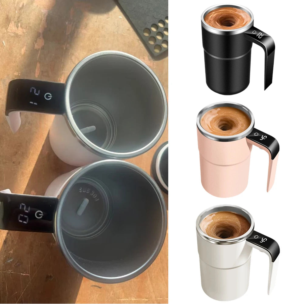Magnetic Self-Stirring Mug – Portable Mixing Cup for Travel & Car Cup Holders