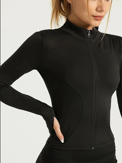 Professional elastic quick-drying sports jacket women's spring and summer yoga top tight slimming running cycling and fitnes