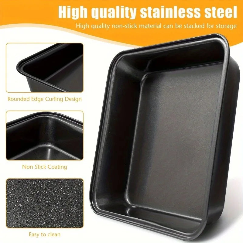 3Pcs Carbon Steel Baking Pan Non-Stick Cookie Cake Sheet for Bread Pastries Pie Crusts Home Easy Clean Oven Accessories