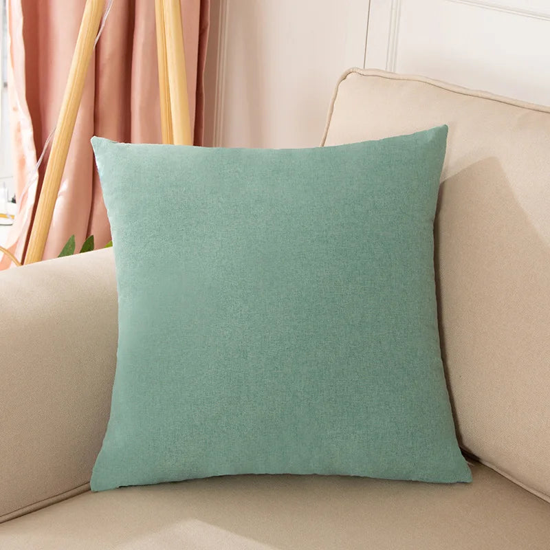 Solid-Color Cotton-Linen Cushion Cover