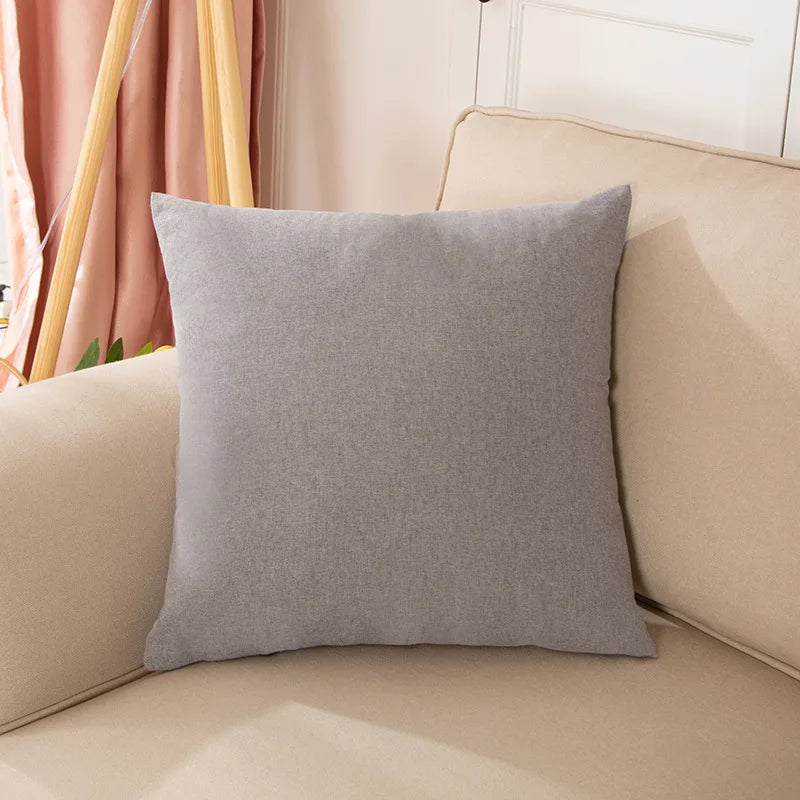 Solid-Color Cotton-Linen Cushion Cover